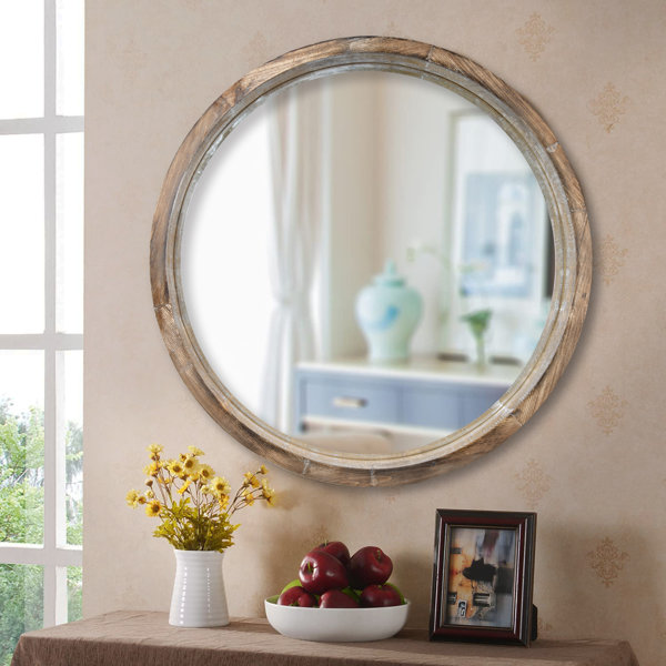 Loon Peak® Eberlein 30 Inch Hanging Round Wood Frame Decorative Mirrors